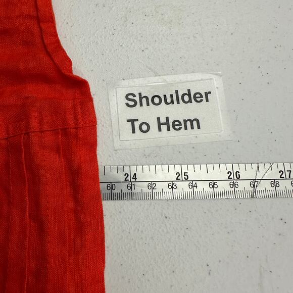 Sari I Womens Linen Top Size XL Orange Boho Artsy Vibrant Pintuck Statement - Picture 6 of 7